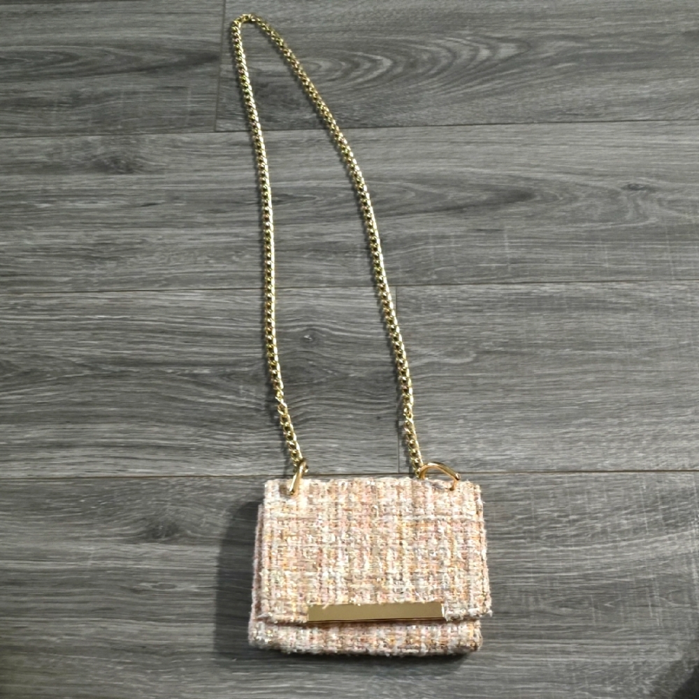 Aldo Tweed Crossbody Bag with Gold Chain